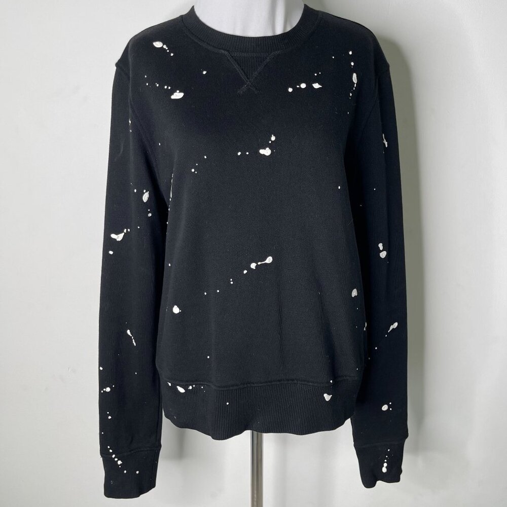 Rag & Bone Women's Black Crewneck Cotton Splatter Paint Sweatshirt Size Large